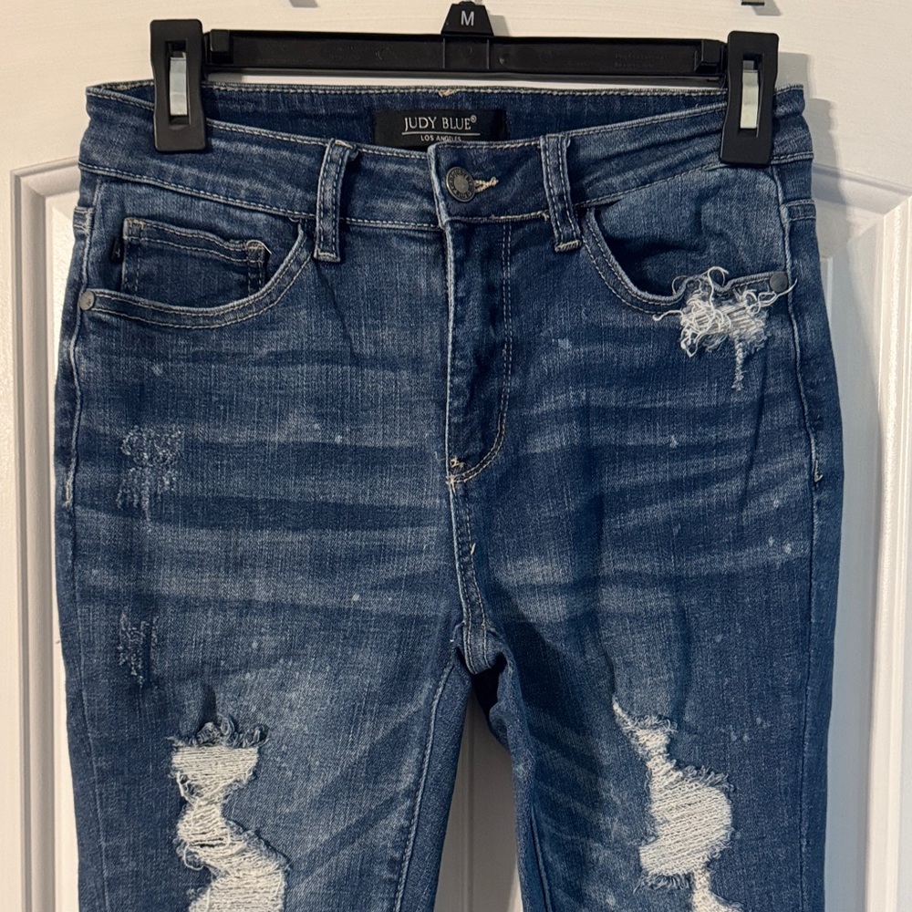 Judy Blue Women's Dark Blue Distressed Skinny Jeans